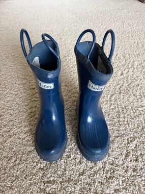 Hatley Navy Blue Kids Rain Boots with Pull Handles